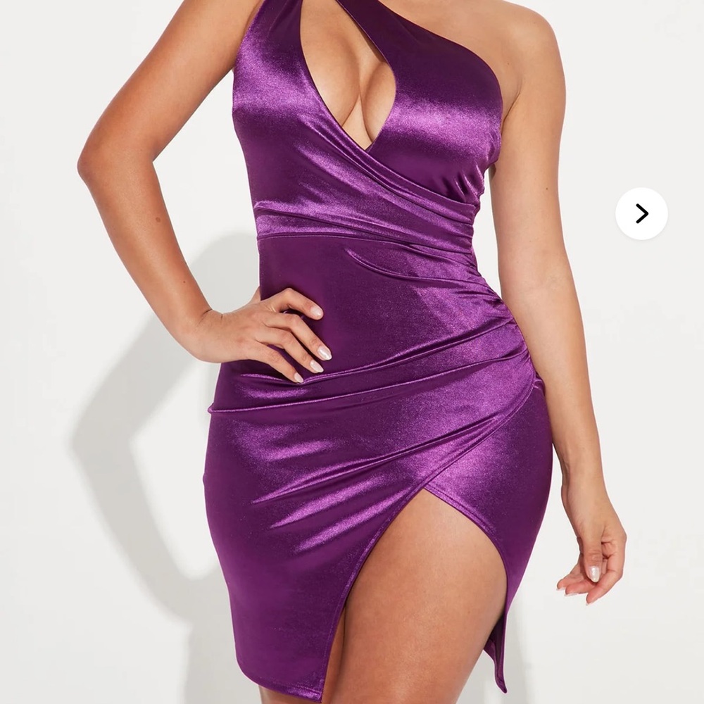 Fashion Nova Vibrant Purple One-Shoulder Dress